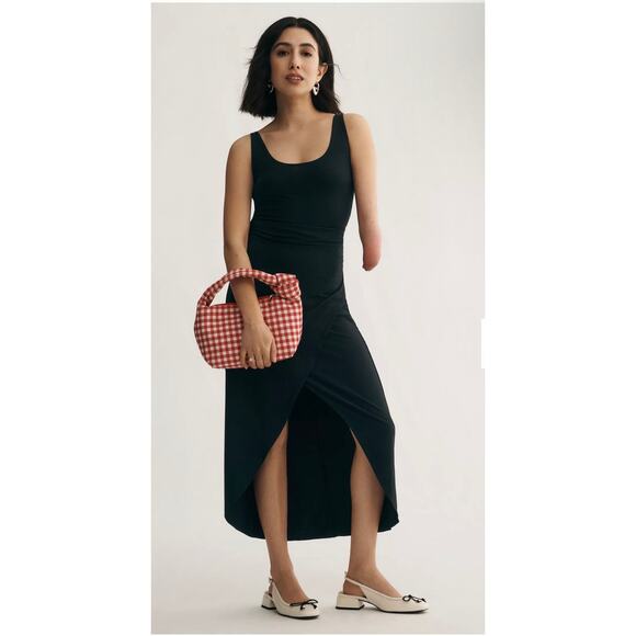 Reformation Dresses & Skirts - Reformation Kaila Knit Wrap Dress Tulip Hem Black Womans Medium